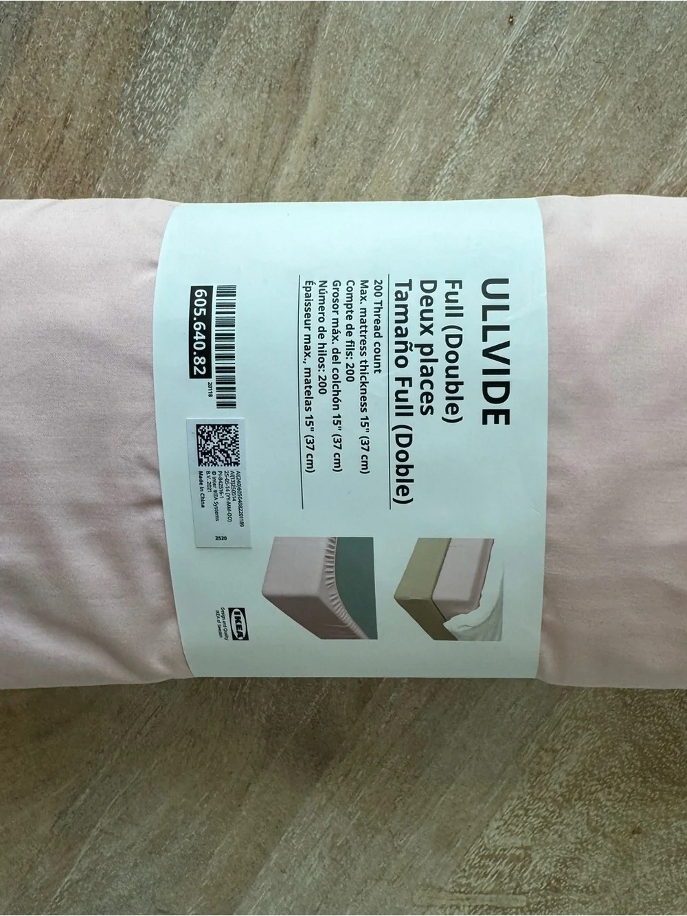 IKEA ULLVIDE Fitted Sheet in Pale Pink